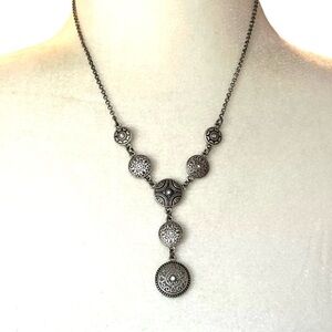 Lia Sophia Y Style Necklace Light Dark Silver Tone